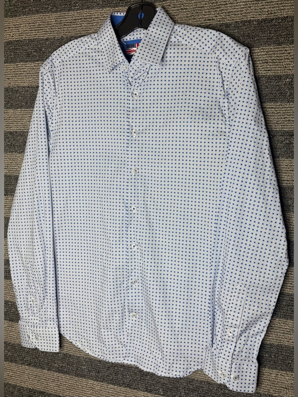 Soul of London Men's Light Blue Micro-Pattern Dress Shirt Size Medium 15.5 EUC
